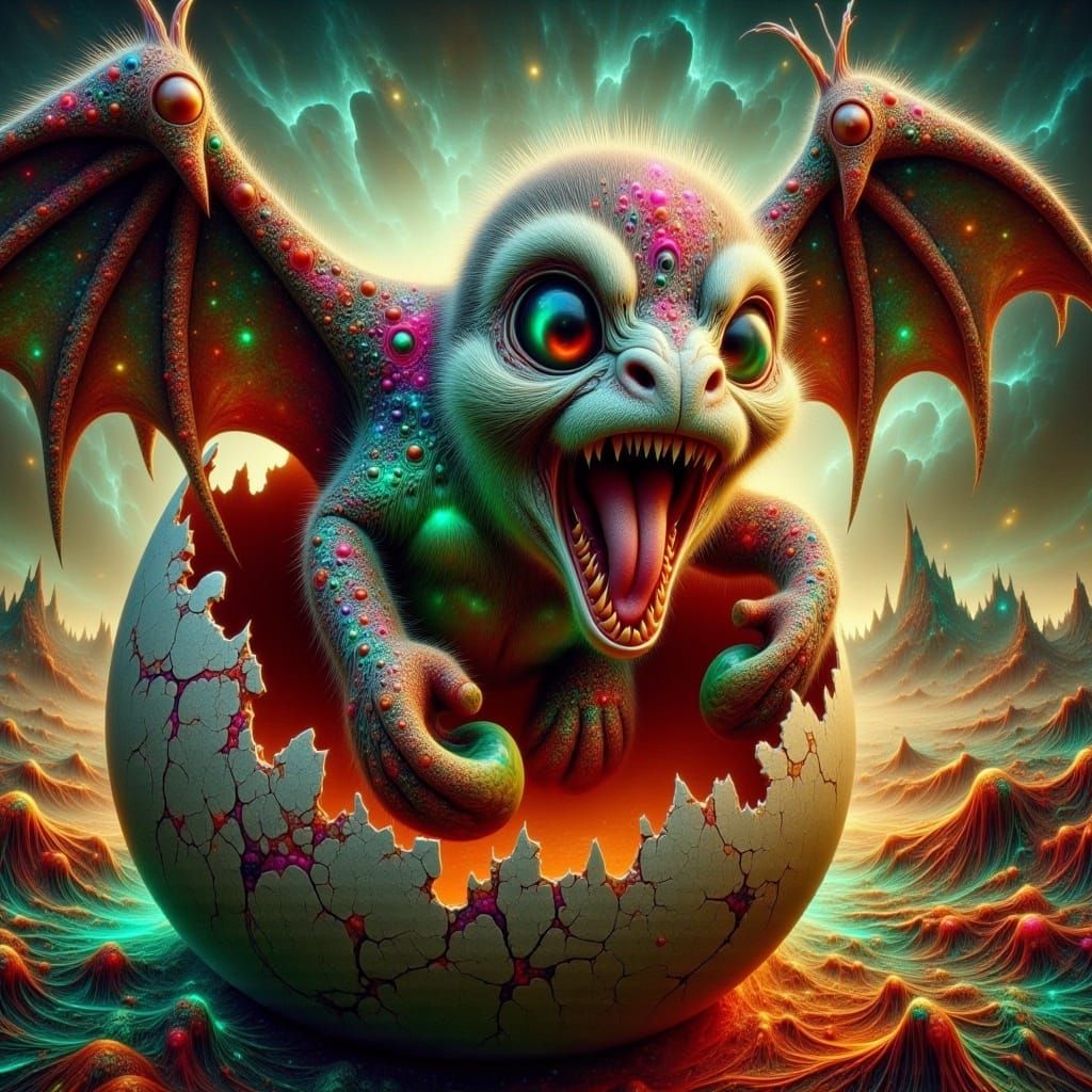 Surreal Hyena Hatchling