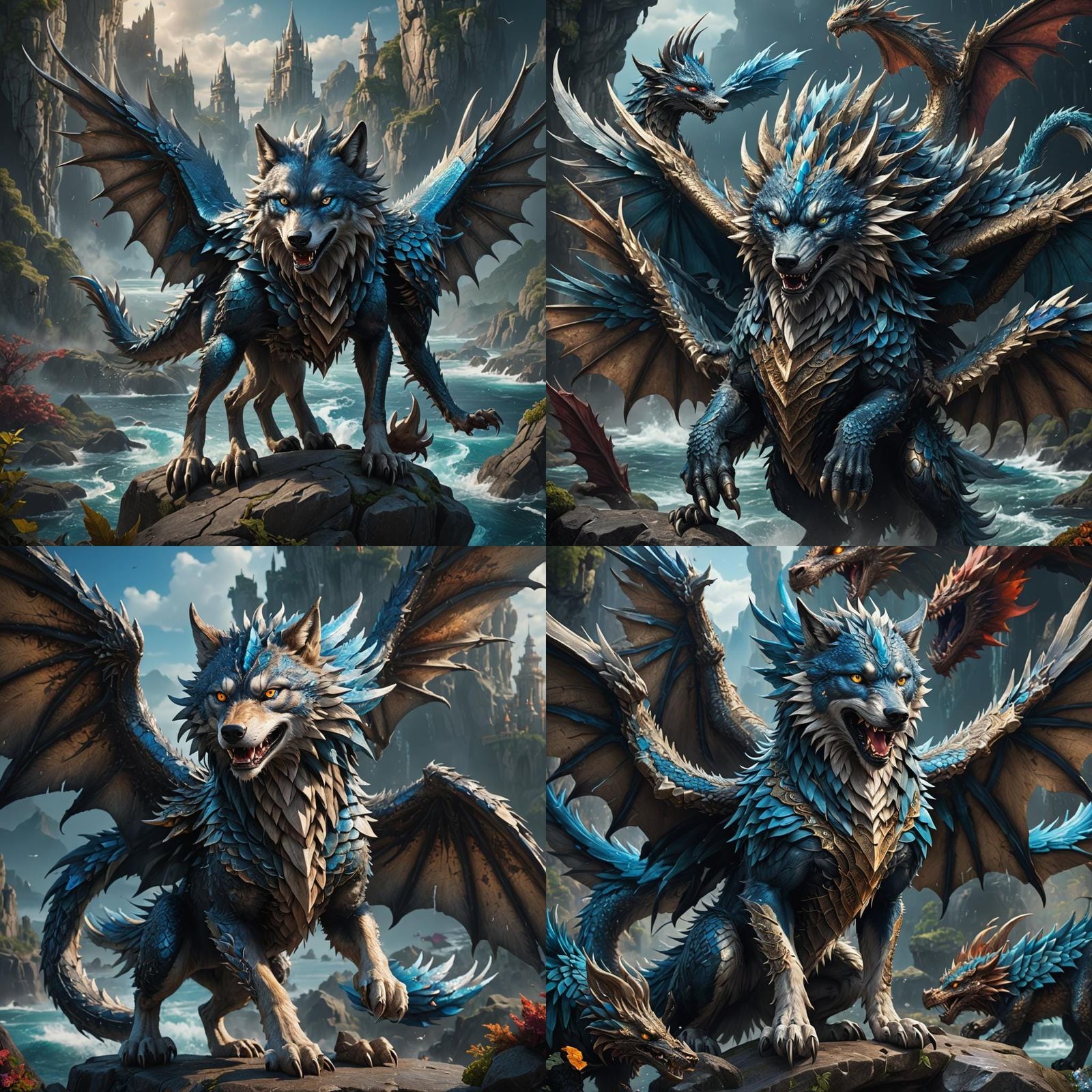 Dragon-Winged Wolf Fantasy Concept Art