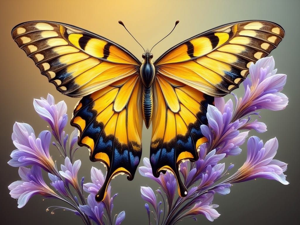 Vibrant Tiger Swallowtail in Whimsical Impasto Style