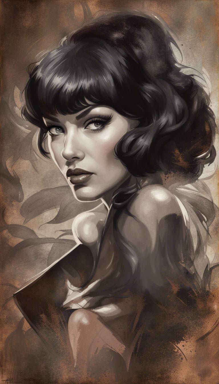 Vintage Burlesque Portrait in Concept Art Style