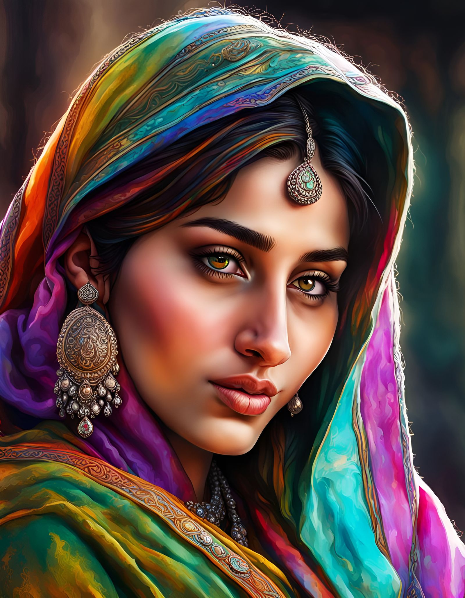 Detailed Portrait of a Beautiful Kashmiri Woman