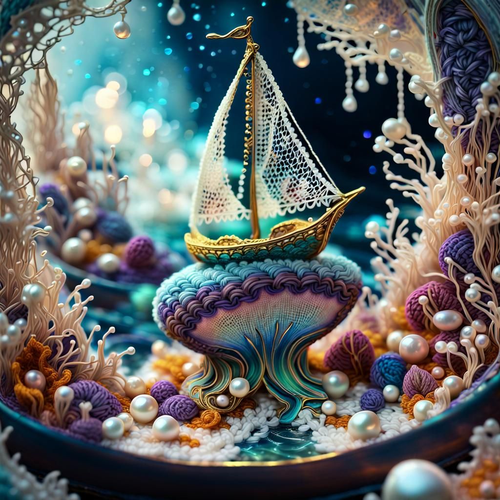 Magical Micro-World with Crocheted Sea Fairies