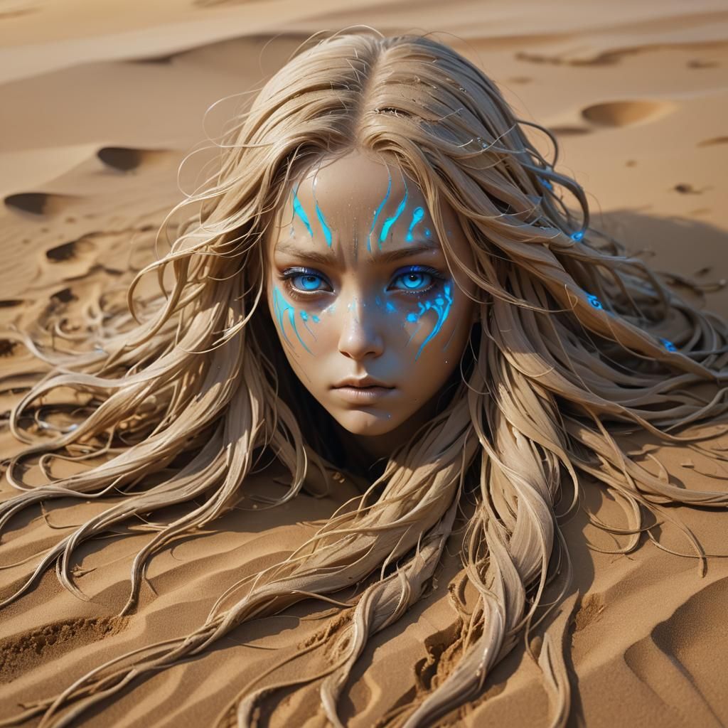 Sandy Entity Emerges: Sci-Fi Anime Portrait