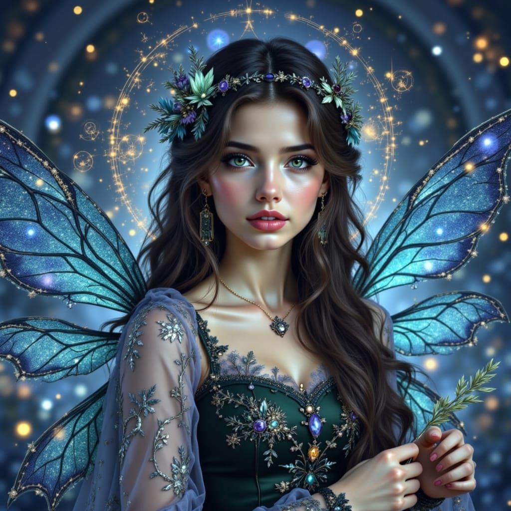 Surreal Beauty Fairy in Whimsical Ukrainian Floral Setting