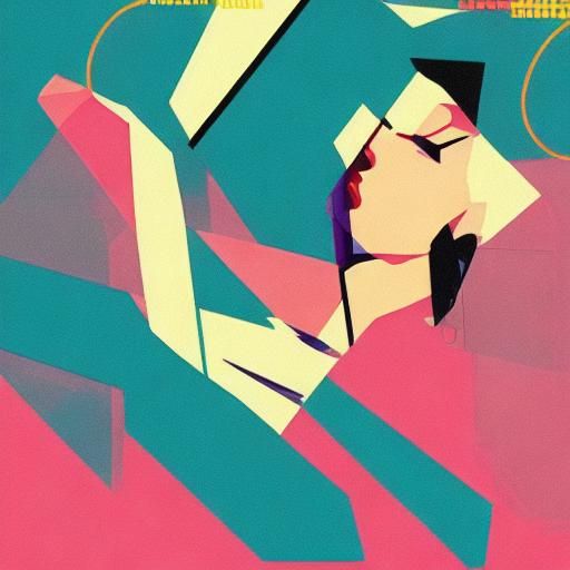 album cover movie poster by Patrick Nagel, vaporwave, bold e...
