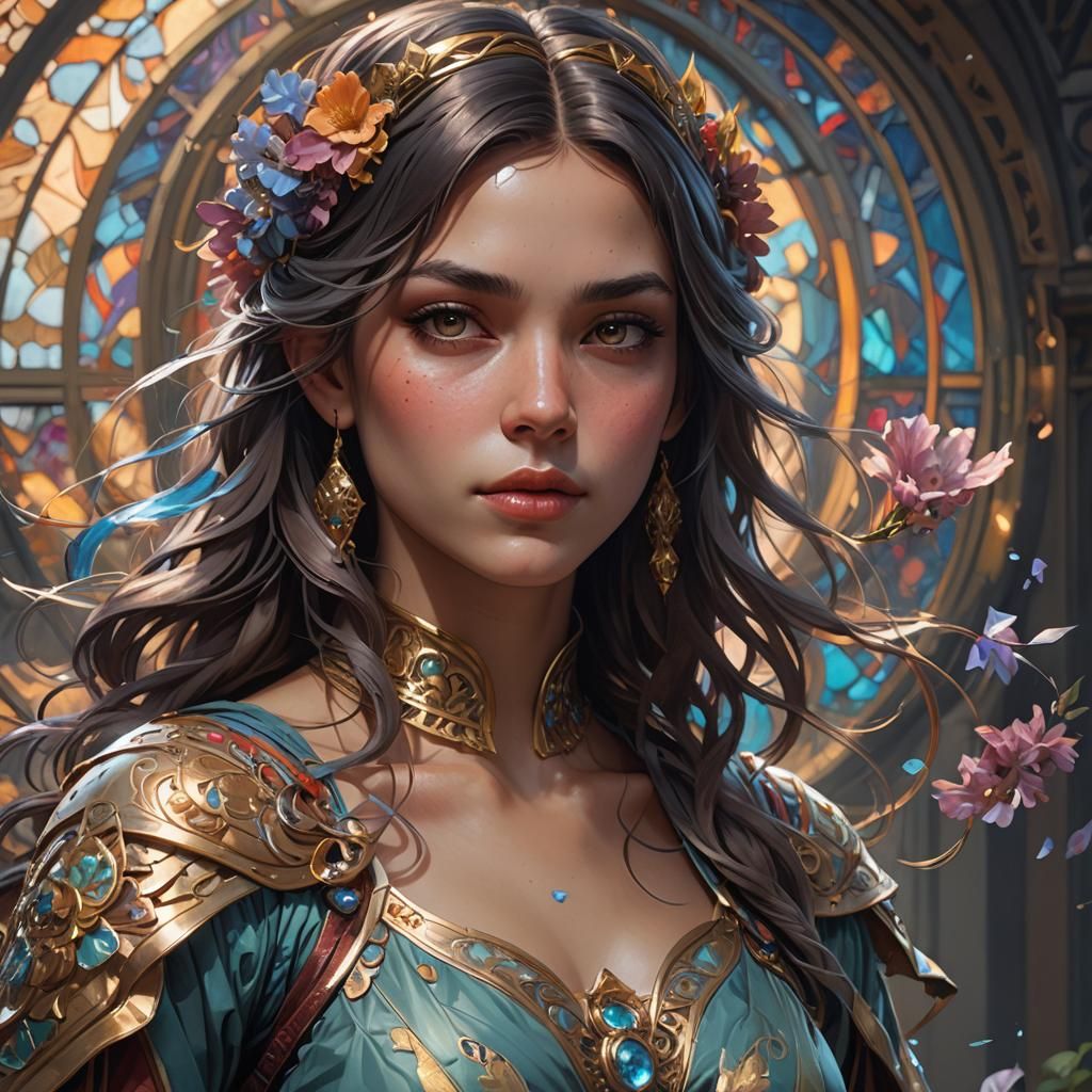 Ethereal Girl Portrait in Vibrant Triadic Colors