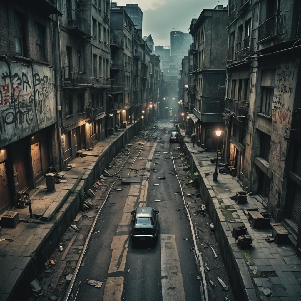 Dramatic Underground City Street in Cinematic Style