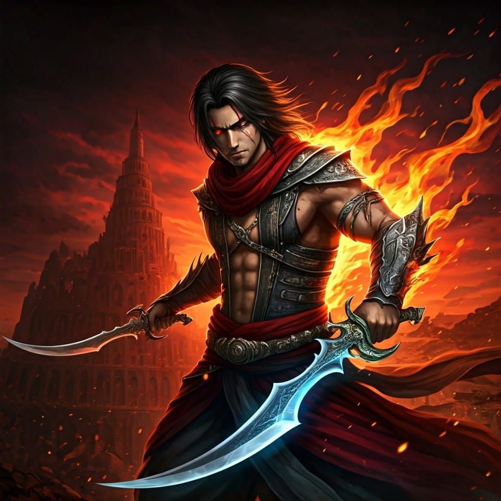 Anime Prince of Persia with Twin Scimitars
