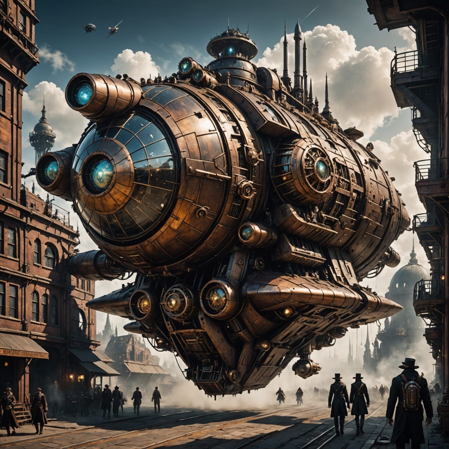 Steam-Powered Spaceship in a Futuristic Dystopia