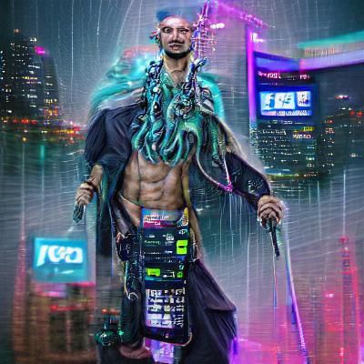 Cyberpunk Poseidon: God of the Digital Seas