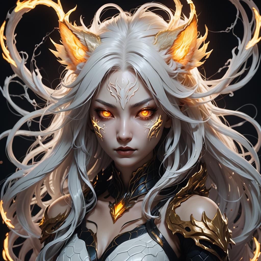 Kitsune Girl Possessed by Venom: Anime Concept Art