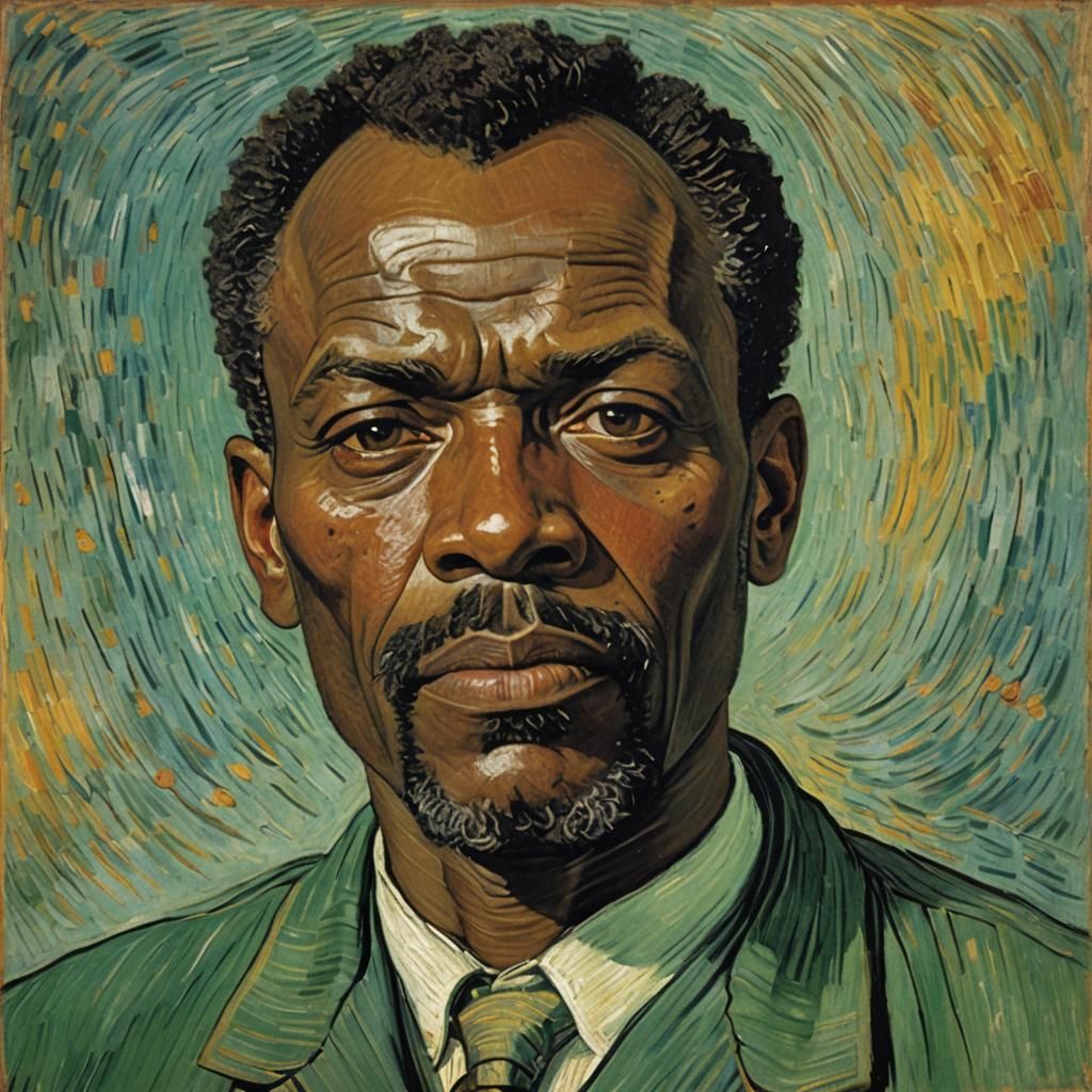 Benjamin Sisko Portrait in Post-Impressionist Style