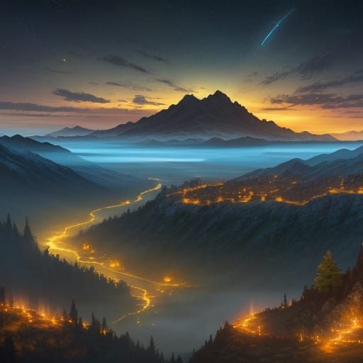 Glowing River: A Fantasy Landscape in Digital Painting
