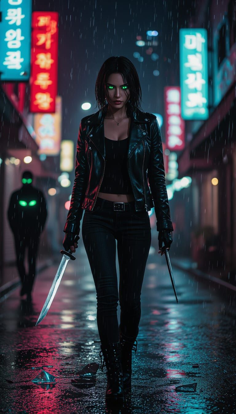 Noir Detective in Rainy Seoul: Dark Fantasy