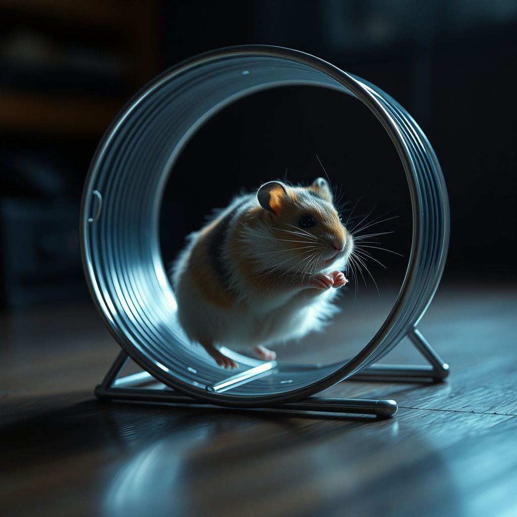 Hamster Generates Kinetic Energy in Hyperrealistic Style