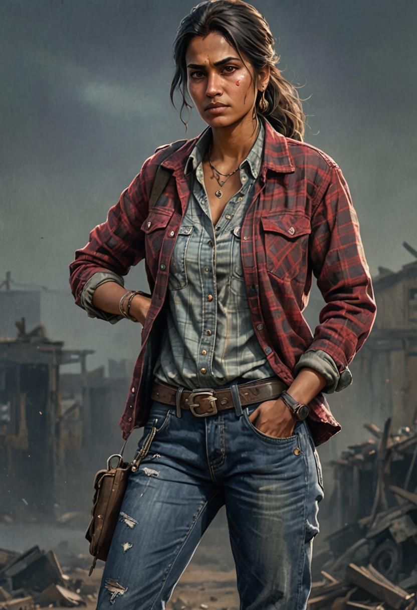 Tough Woman Survivor in a Post-Apocalyptic Wasteland