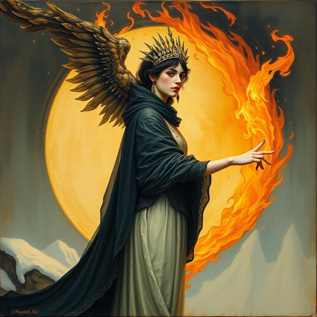 Goddess of Fire and Ice in Vintage Poster Art