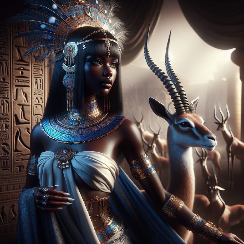 Egyptian Goddess Anuket Digital Art Nouveau Painting