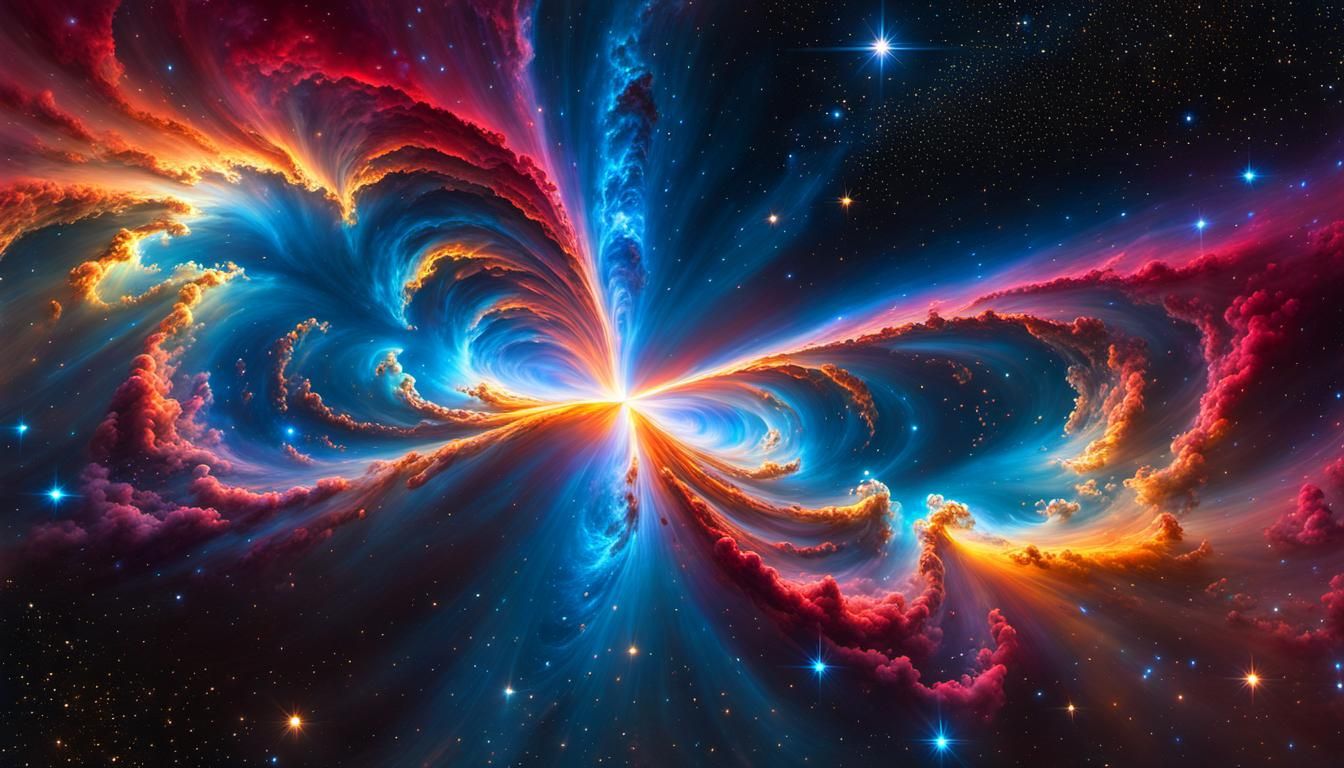 Christmas Cracker Nebula in Neo-Impressionism Style