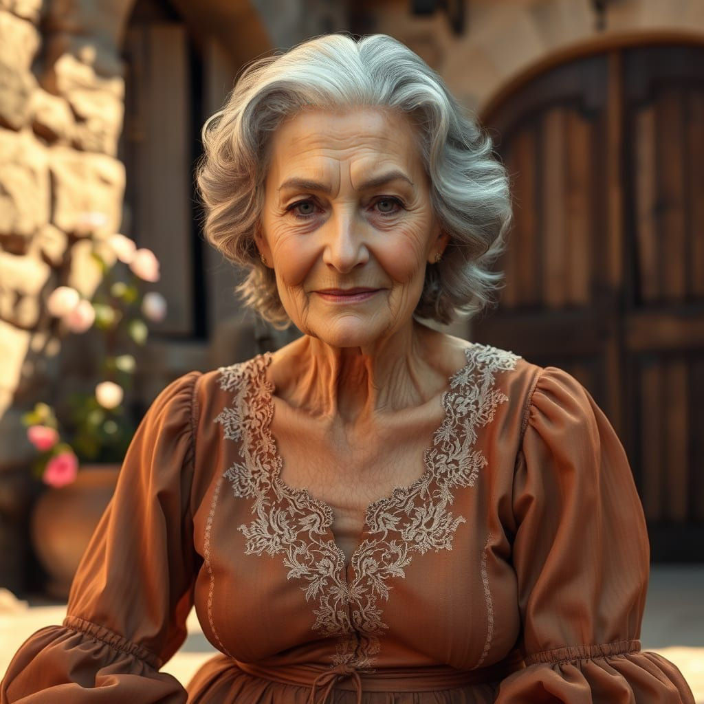 Ethereal Elderly Woman in Vintage Elegance