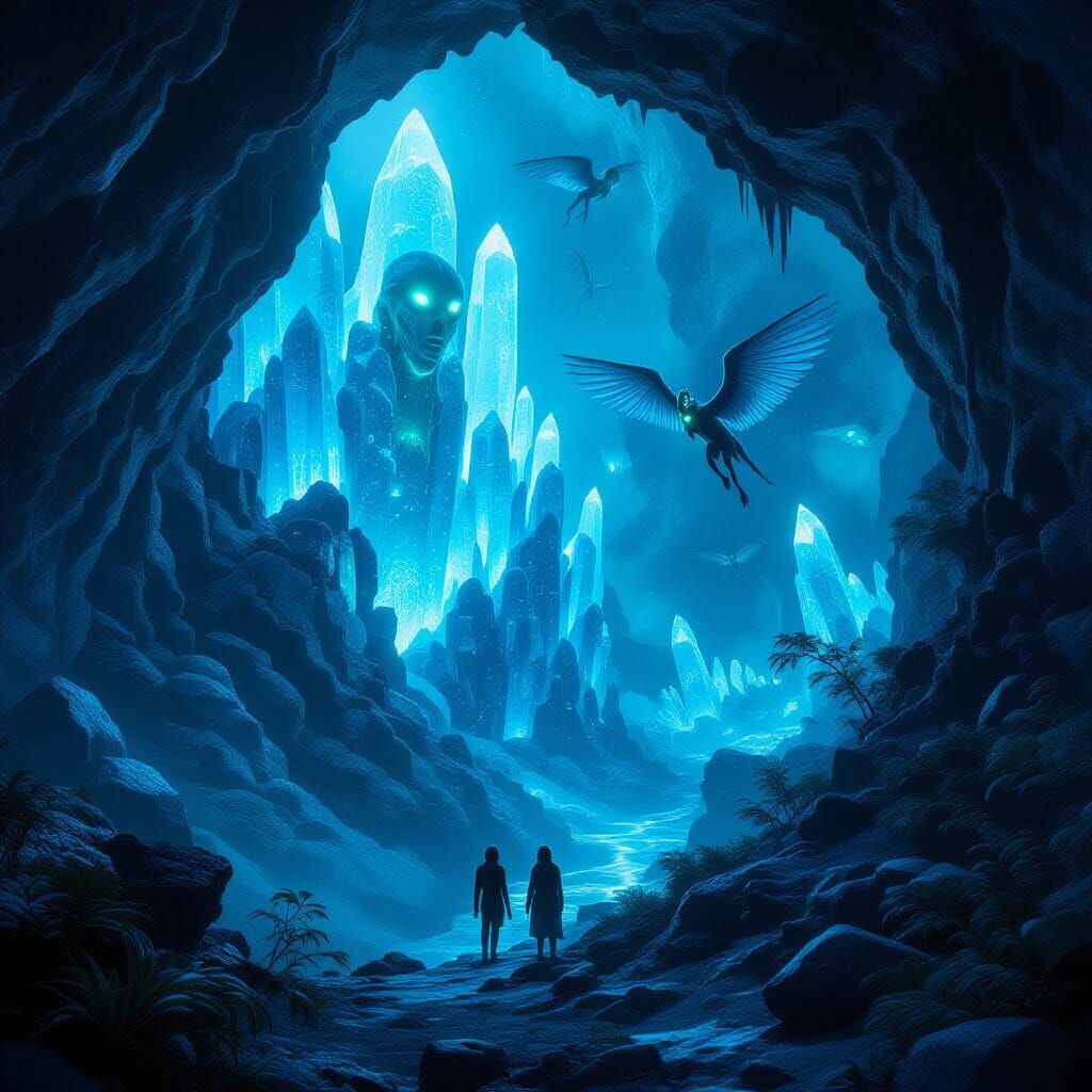 Hidden Bioluminescent World in Antarctica Digital Matte Pain...