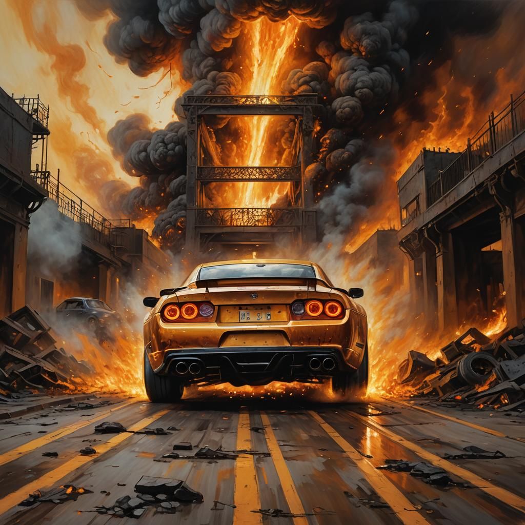 Dystopian Sports Car Races Towards Hell's Gates