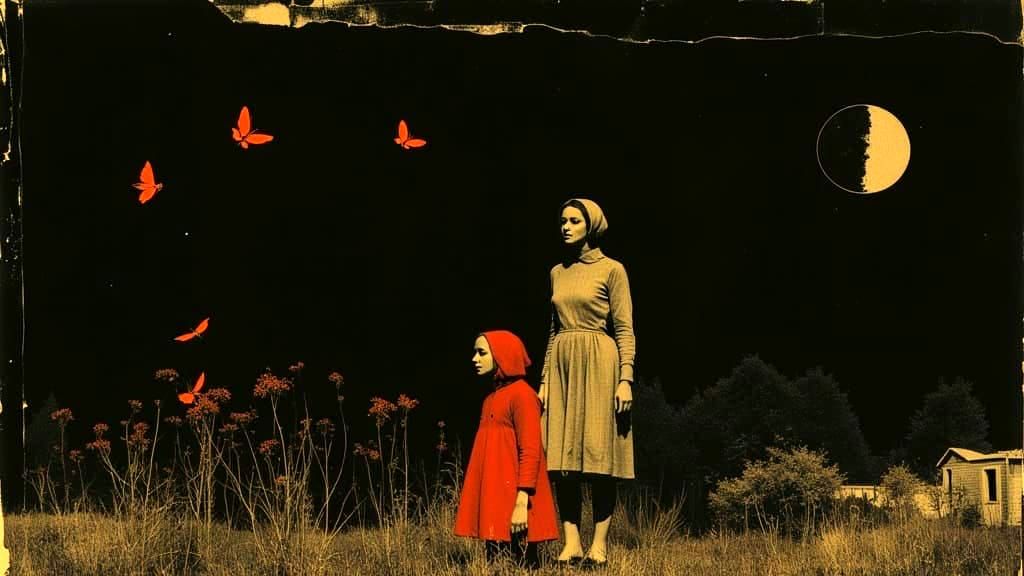 Dystopian Landscape with Wildflowers and Butterflies in a Wy...