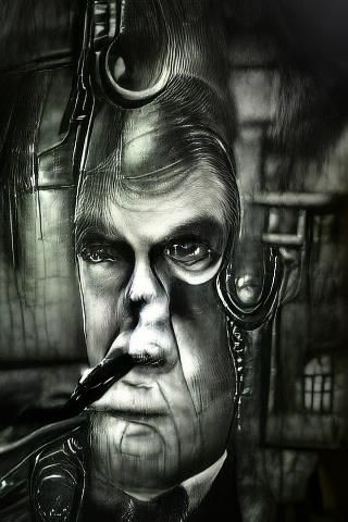 Film Noir Charcoal Drawing: Steampunk Conman
