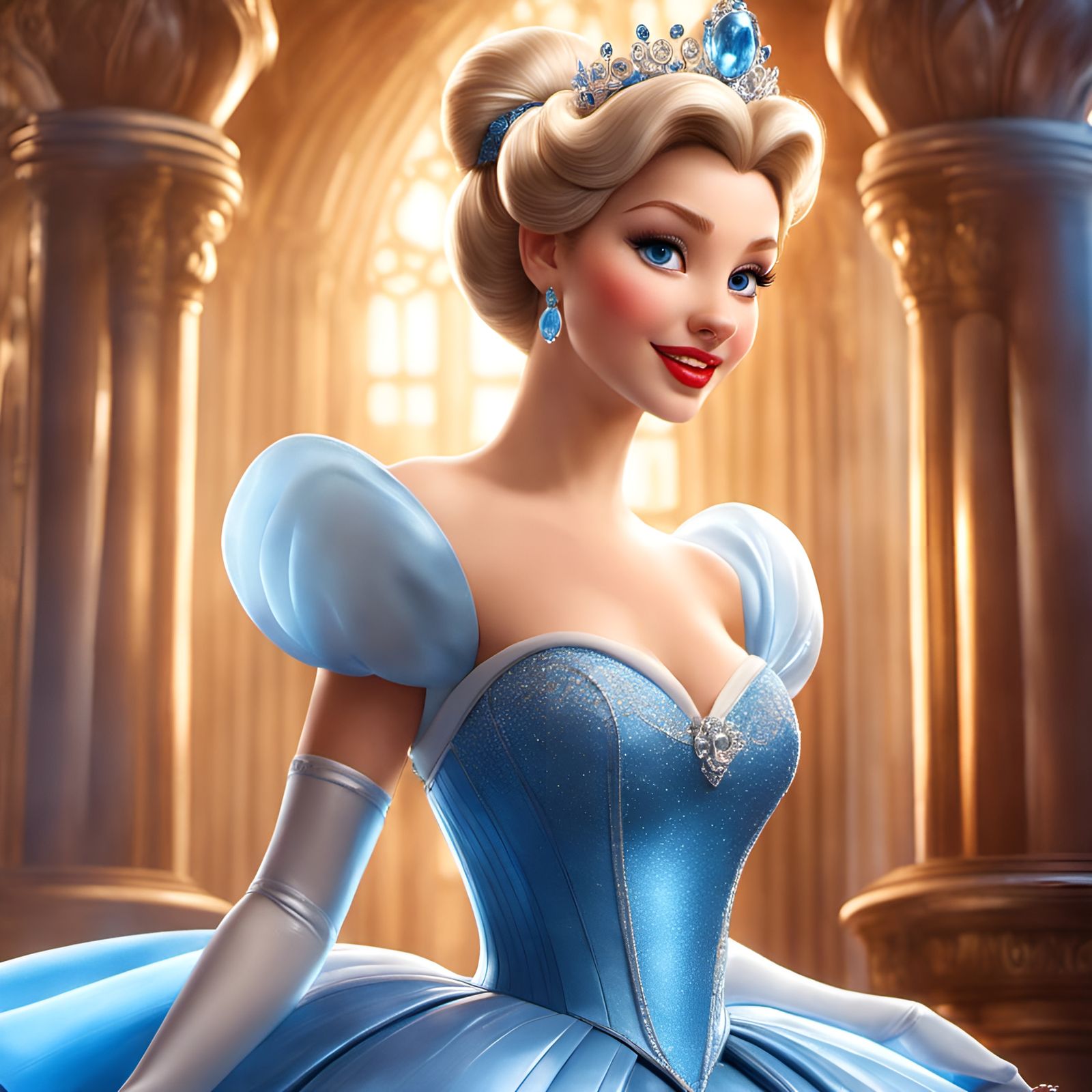 Gorgeous Princess Cinderella in Hyper-Detailed 3D Art