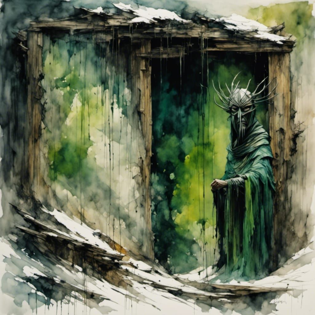 Dark Ages Traveler in Watercolor, Sinister Eyes