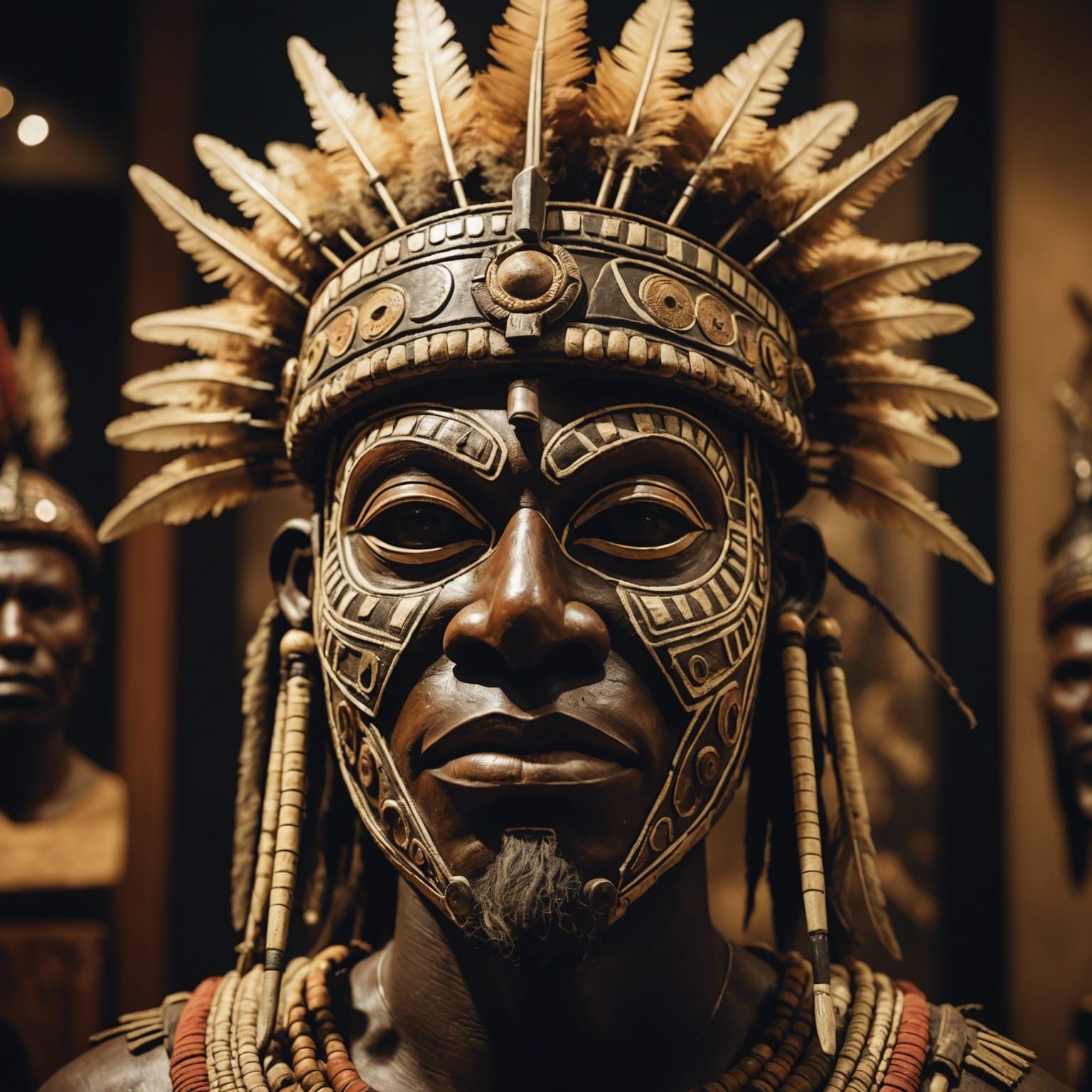 Zulu Warrior Mask on Display: 8k Photo