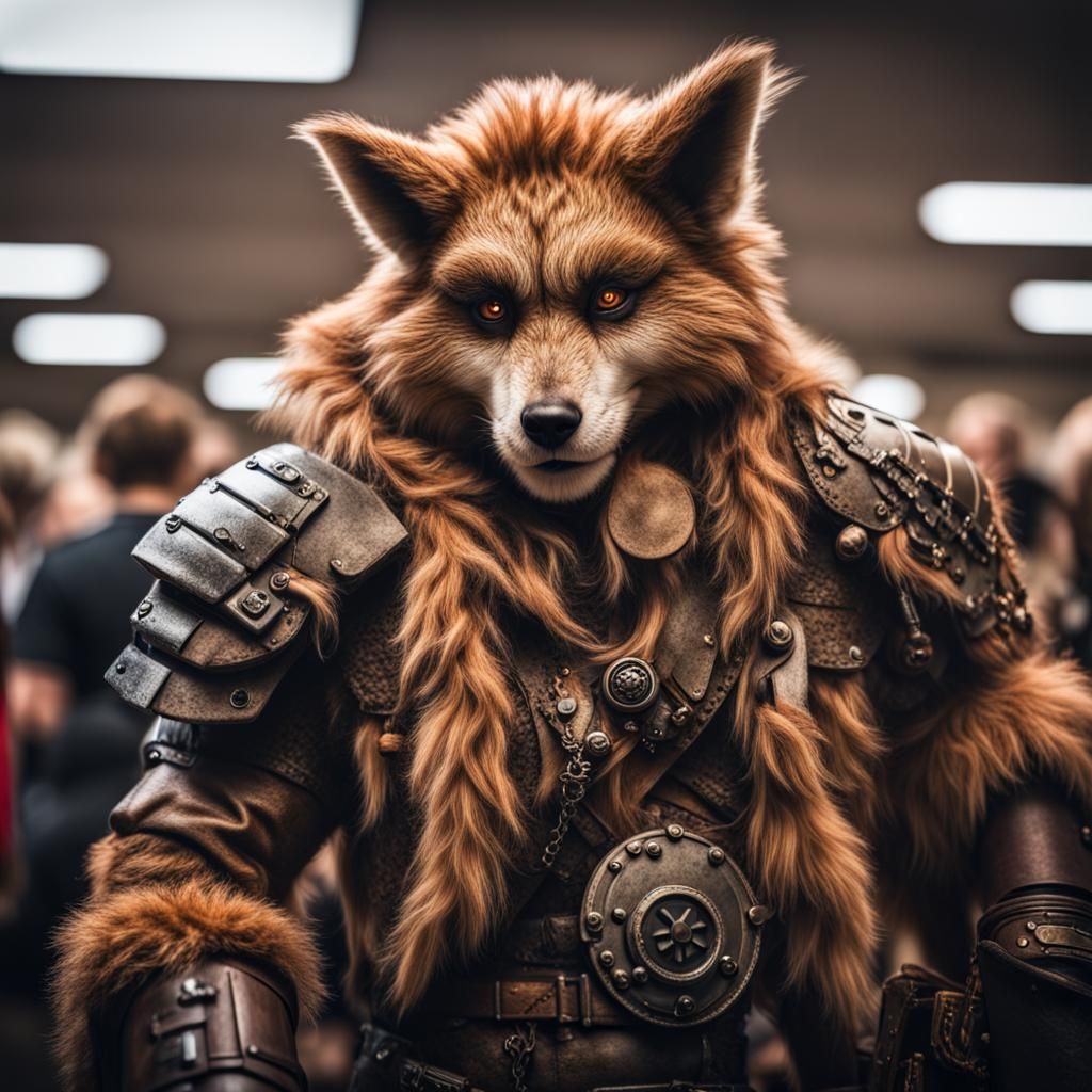 Hyperrealistic Furry Convention with Intricate Details