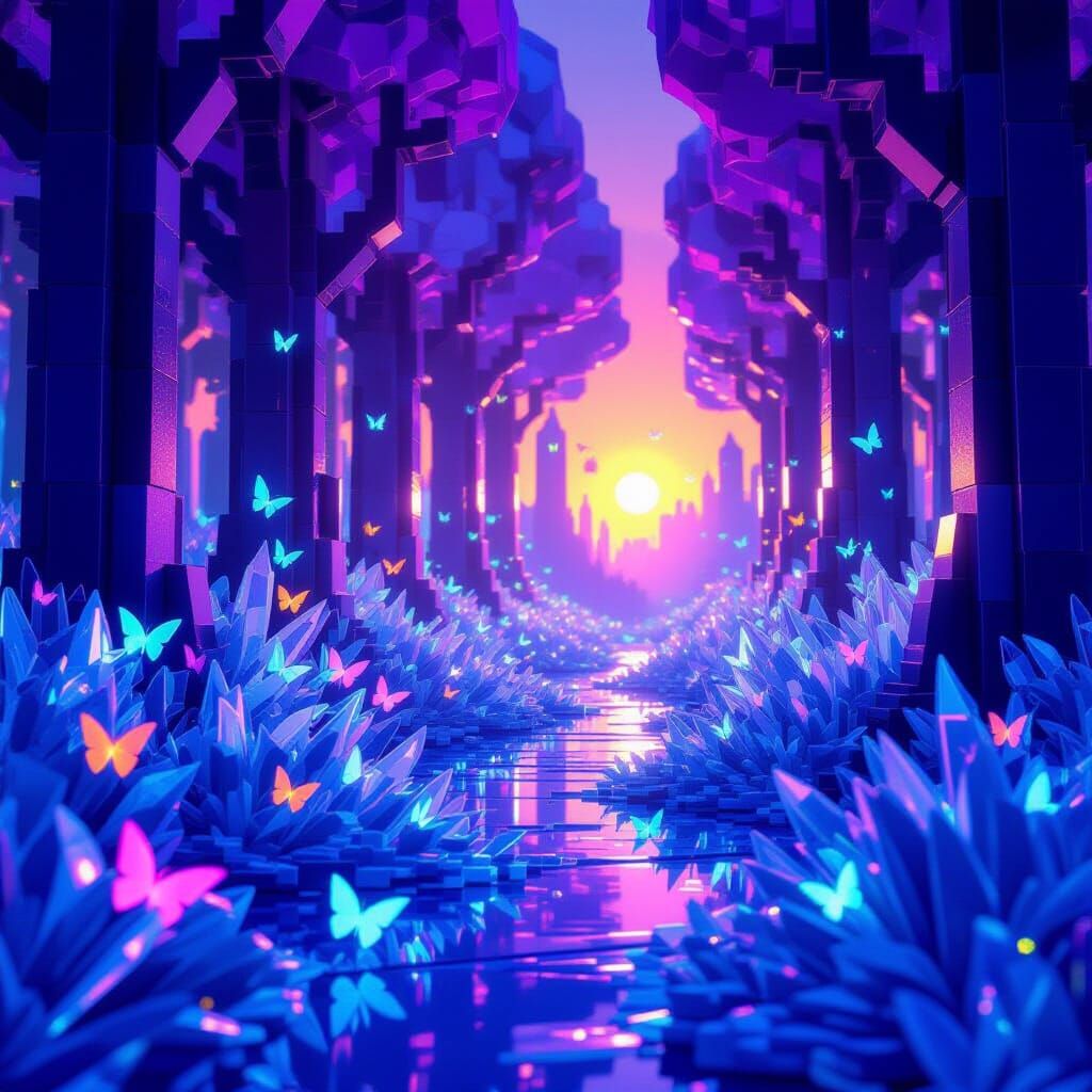 Frozen Shockwave Shatters Crystal Forest, Scattering Butterf...