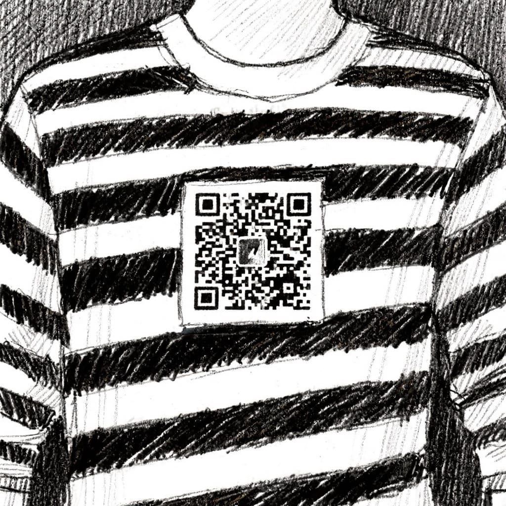Zebra with QR Code Stripes: Pencil Sketch