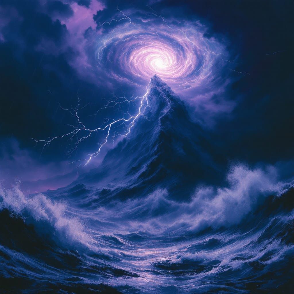 Majestic Wave Unleashes Lightning Storm