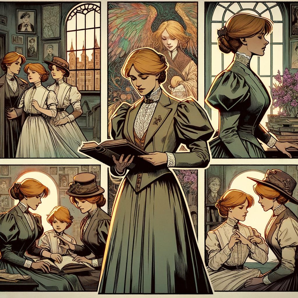 Victorian Gynoid Governess Comic in Art Nouveau Style