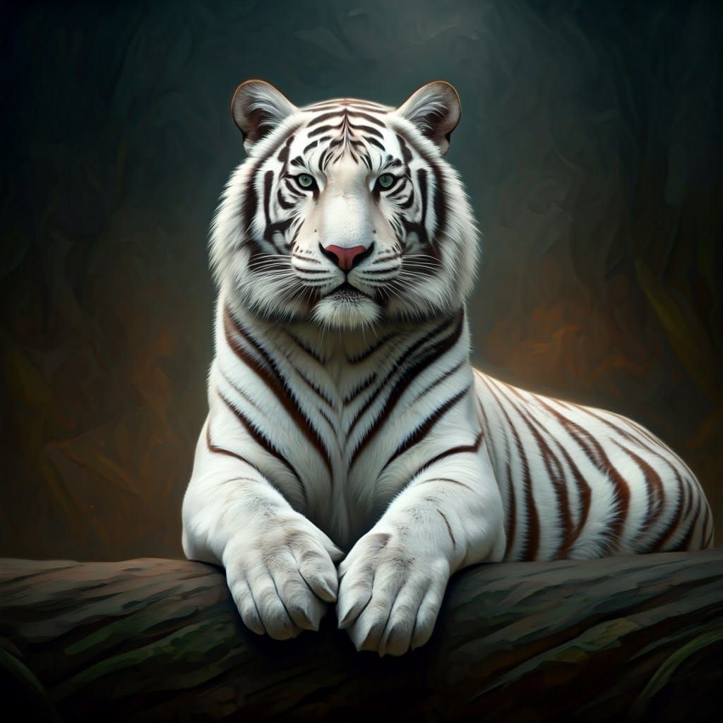 Majestic White Tiger Portrait in Aquarelle