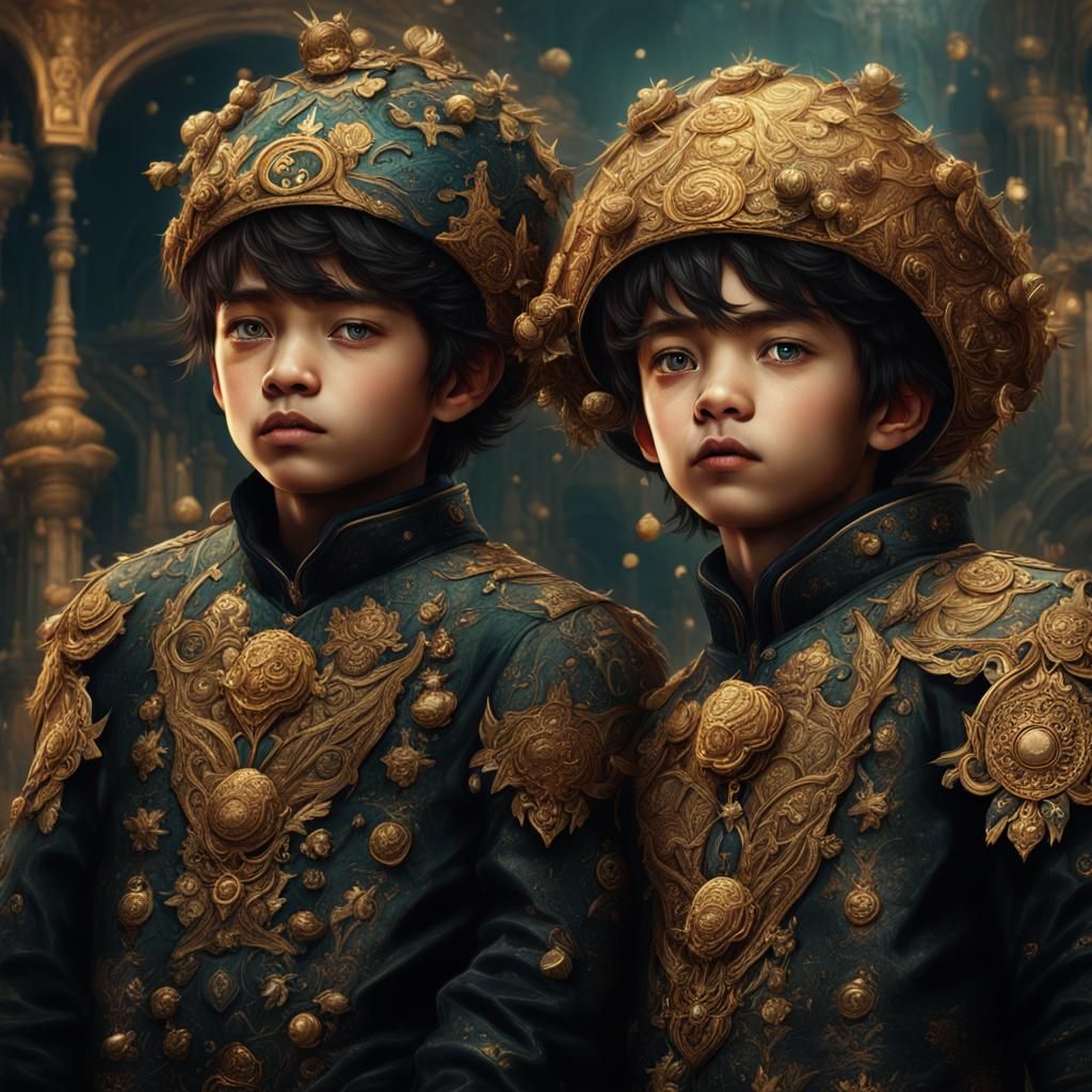Adorable Ikemen Twins in Elegant Fantasy Embroidery