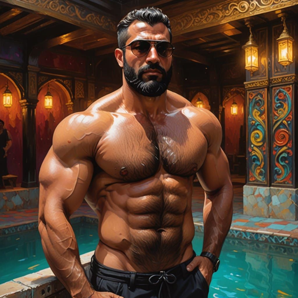 Rugged Arab Hunk in a Hamam
