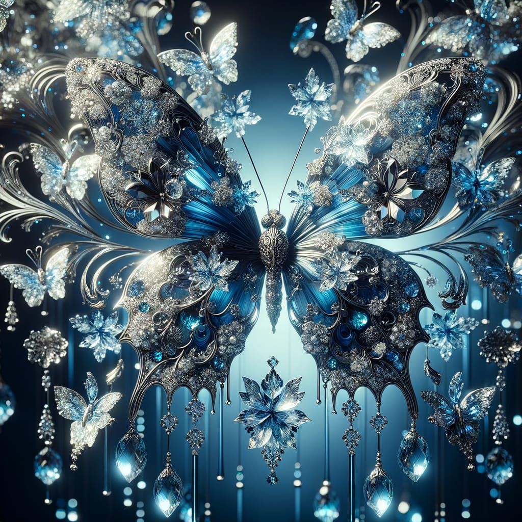 Luxurious Butterfly with Crystal Snowflake Wings