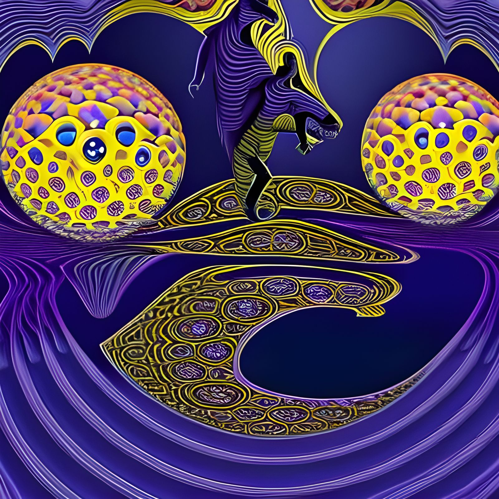 Yeti Family Jogging Under a Dramatic Moon