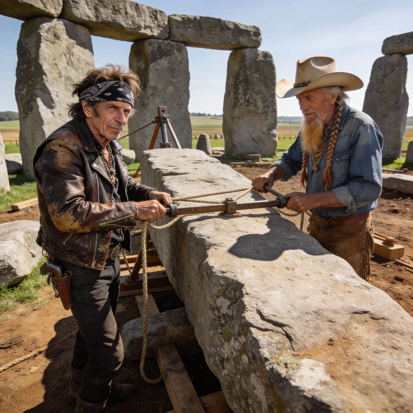 Keith Richards and Willie Nelson Building Stonehenge