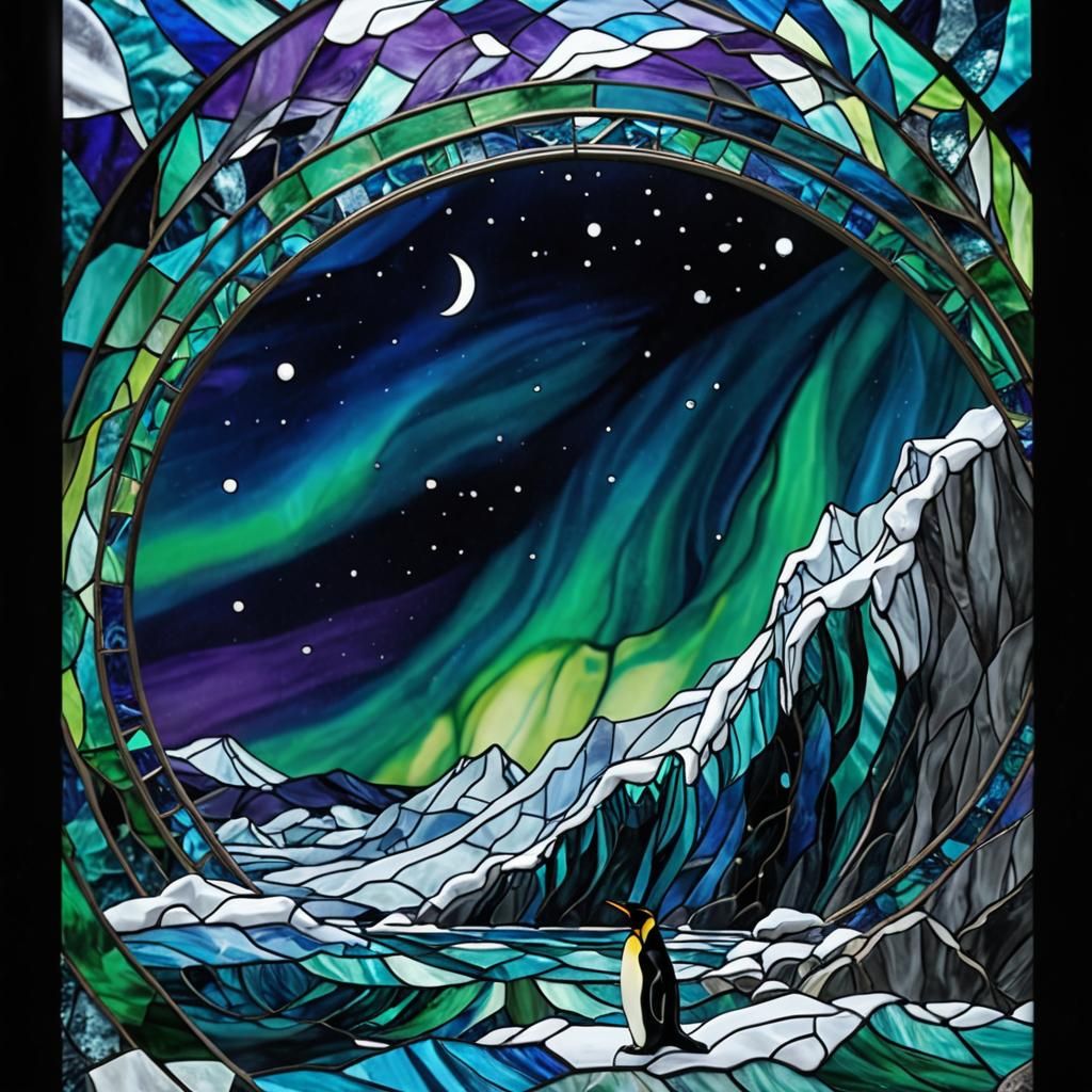 Emperor Penguin Stained Glass Antarctica Memorial