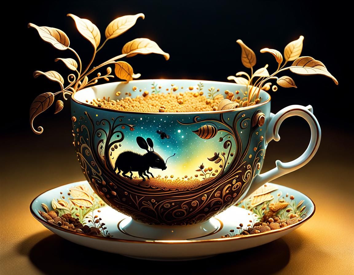 Teacup Anthill World in Whimsical Style