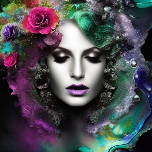 Dreamy Black Rose with 3D Fractals