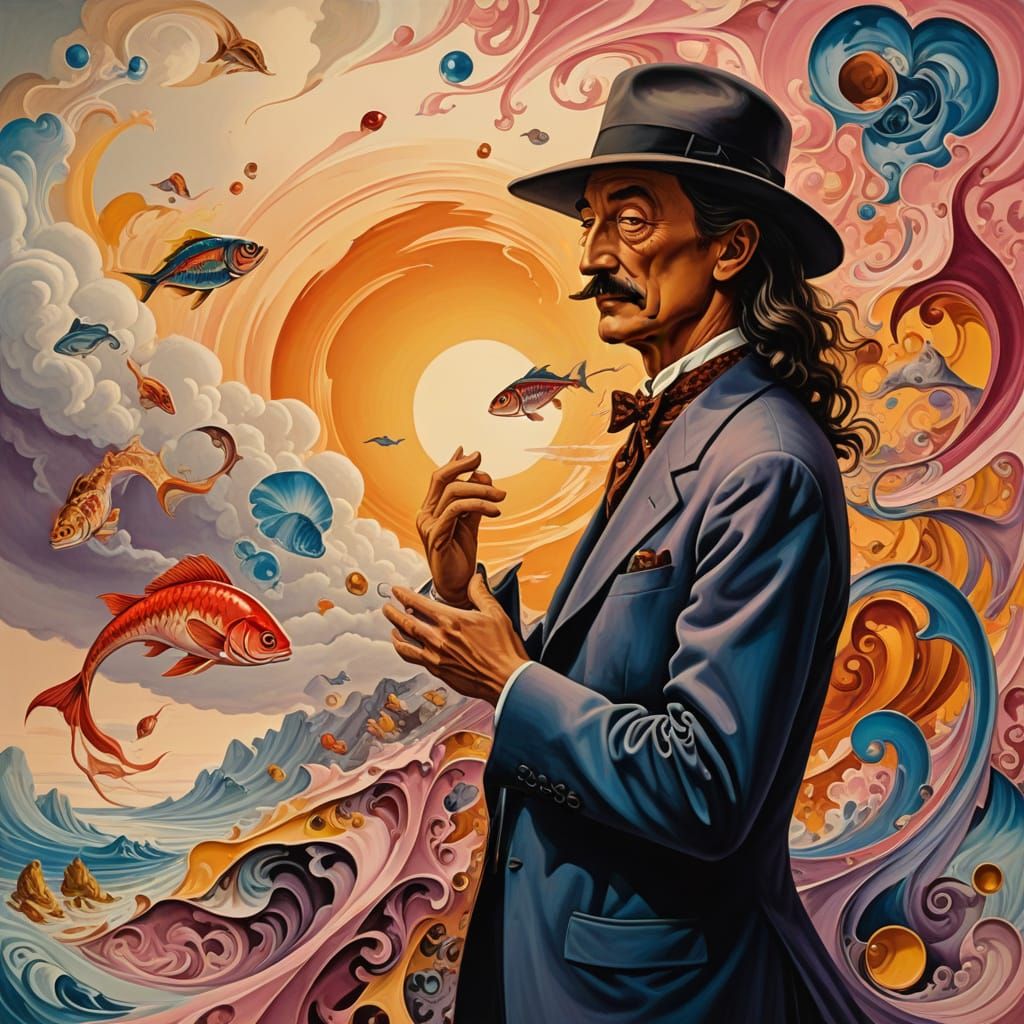 Dreamlike Surrealism: Heart-fish Swim in Harmony