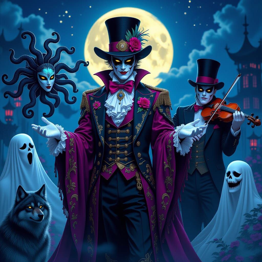 Surreal Gothic Carnival with Mystical Ringmaster