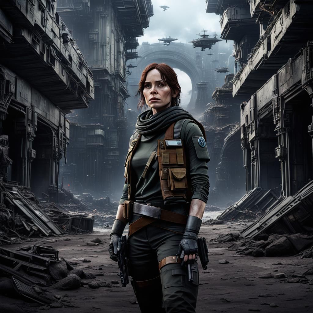 Jyn Erso: Detailed Matte Painting in Star Wars Style