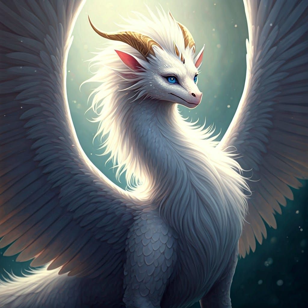 Regal White Cloud Dragon with Ethereal Wingspan