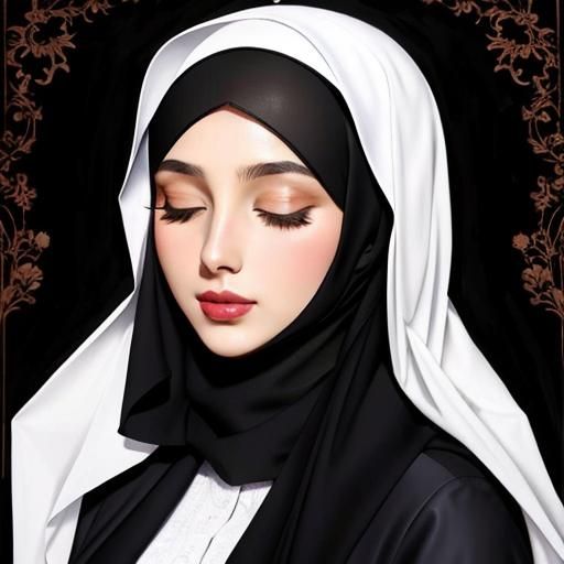 Beautiful Hijabi Woman Portrait in Oil Painting Style